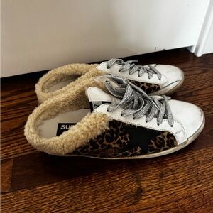Golden Goose Leopard Print Sneakers with White and Black Accents